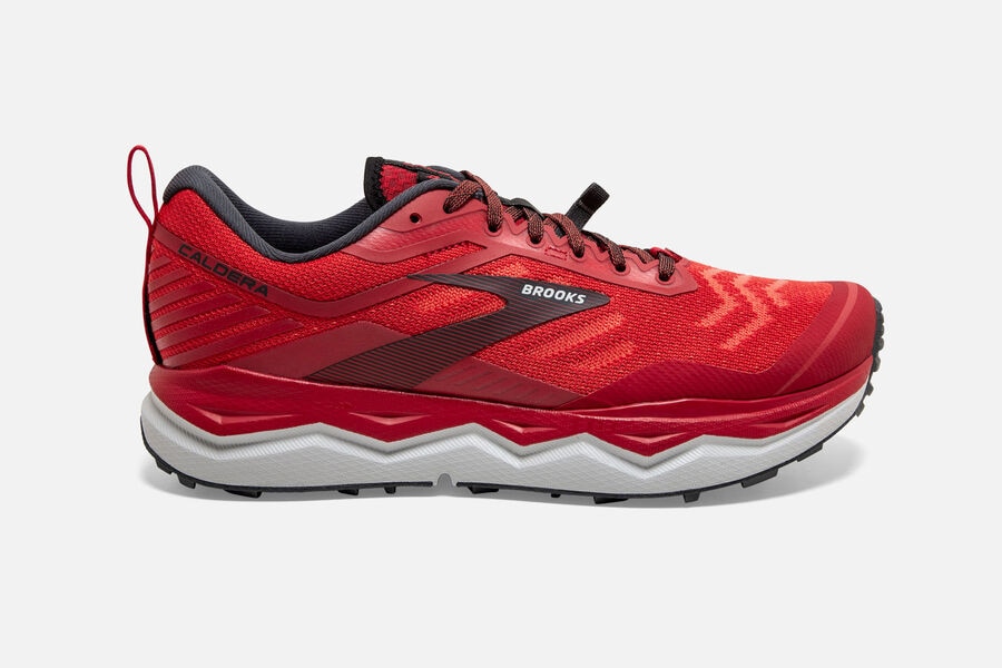 Brooks Caldera 4 Mens UK - Trail Running Shoes - Red/Grey 664-UBQHPX